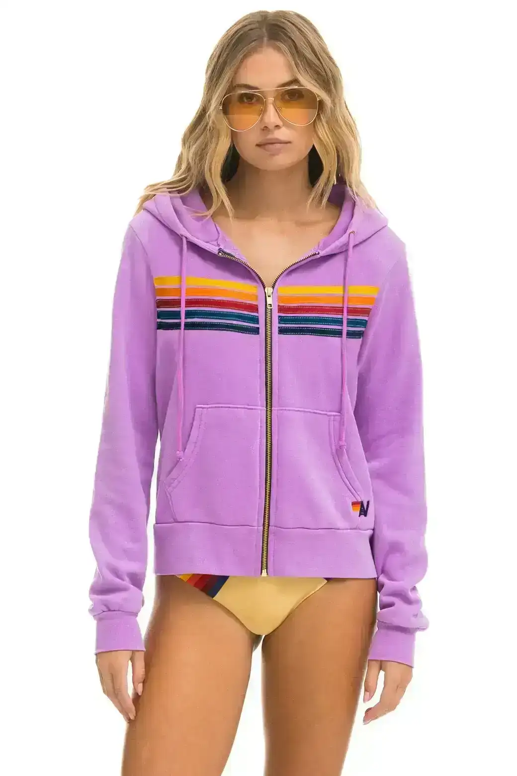 Image of 5 STRIPE HOODIE - NEON PURPLE