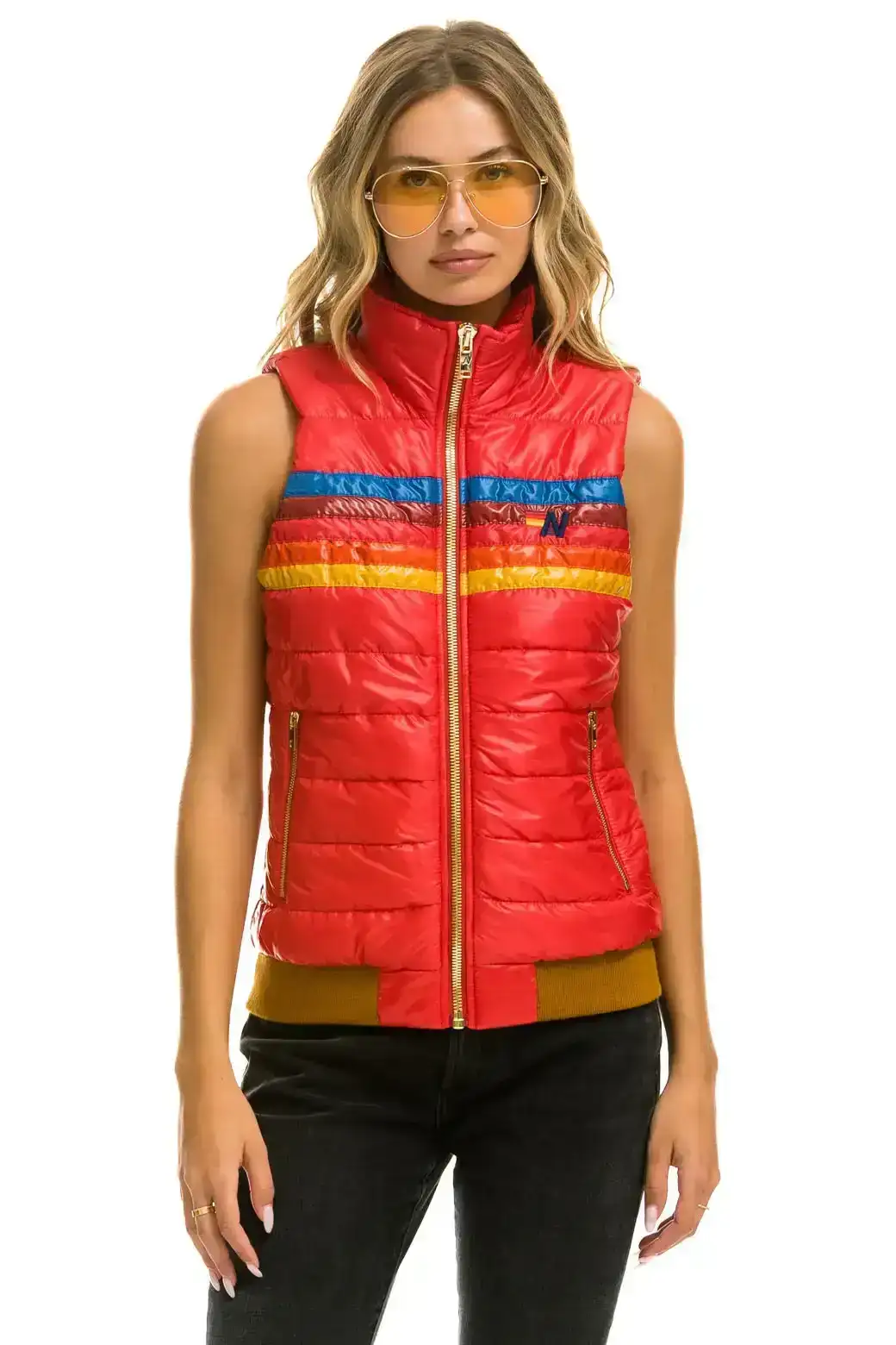 Image of WOMEN'S 5 STRIPE VEST - GLOSSY CHERRY