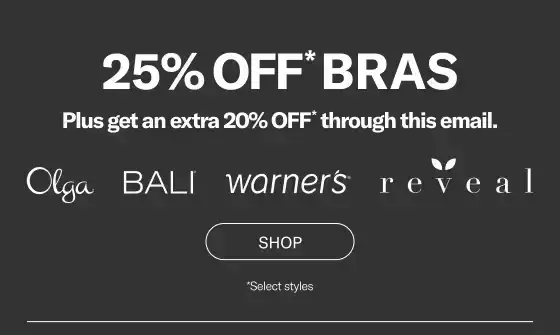 25% off bras + extra 20% off