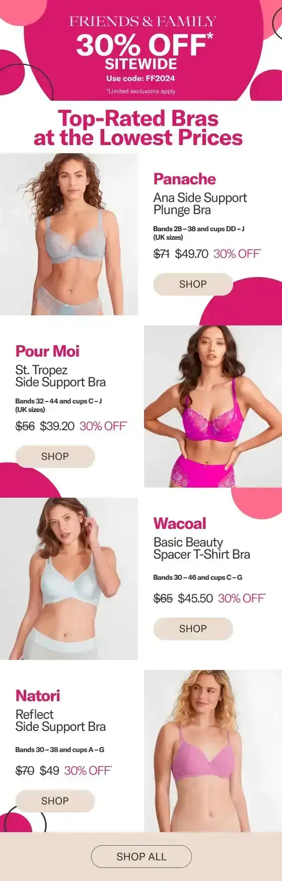 30% Off Top Rated Bras