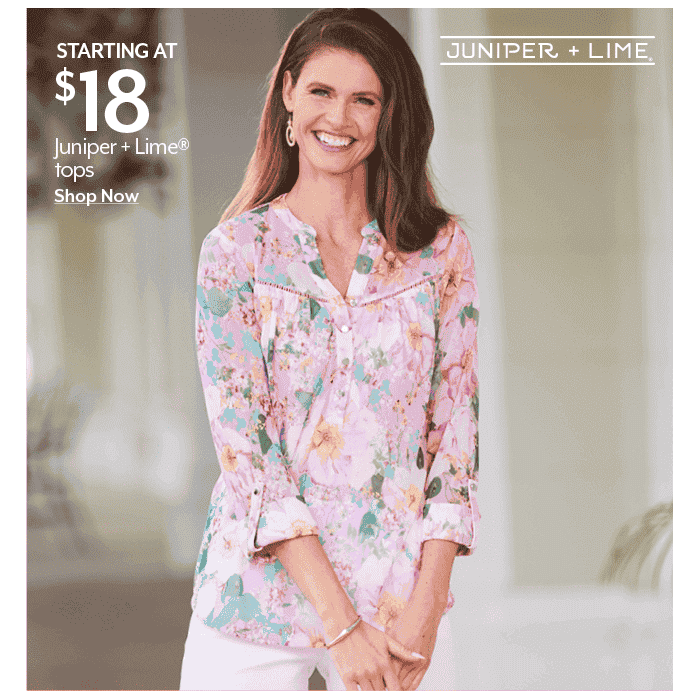 Starting at \\$18 Juniper + Lime tops