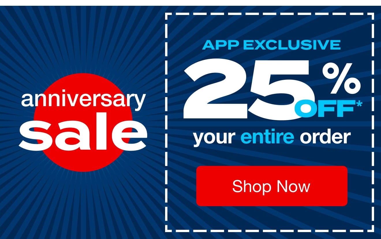 Anniversary Sale - App Exclusive 25% off - Shop Now in the app!