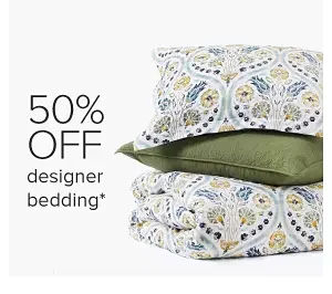 Blue, green and yellow bedding and matching pillow. 50% off designer bedding.