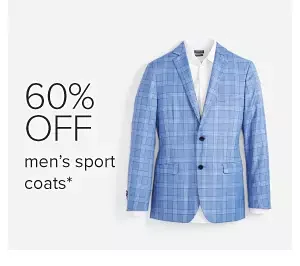 A blue and white plaid sport coat. 60% off men's sport coats.