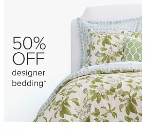 A green bedding set. 50% off designer bedding.