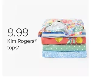 Folded Kim Rogers shirts in bright summer prints. 9.99 Kim Rogers tops.