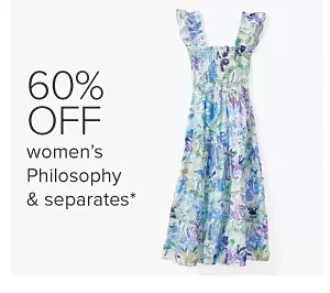 A blue floral dress. 60% off women's Philosophy and separates.
