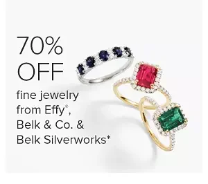 Diamond and gemstone rings. 70% off fine jewelry from Effy, Belk and Company and Belk Silverworks.