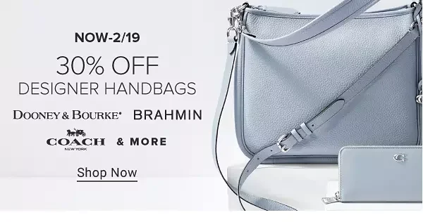 Now through February 19, up to 30% off designer handbags from Dooney and Bourke, Brahmin, Coach and more. Shop now.