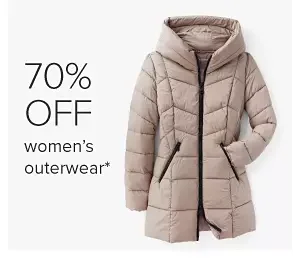 70% off women's outerwear. Image of a jacket.