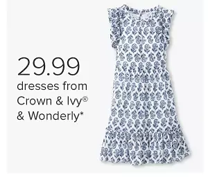 A blue and white dress. 29.99 dresses from Crown and Ivy and Wonderly.