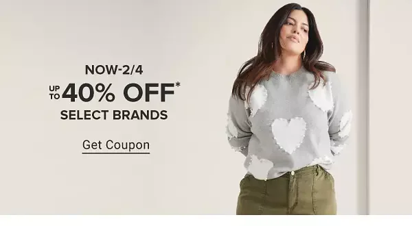 Now through February 4th. Up to 40% off select brands. Get coupon.