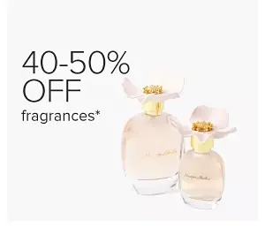 Two women's perfume bottles. 40% off fragrances.