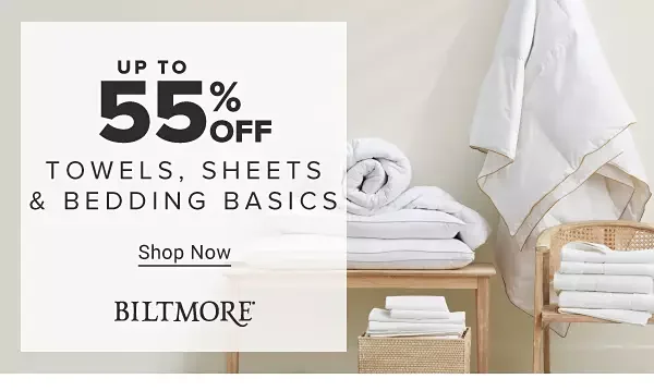 Up to 55% off towels, sheets and bedding basics. Shop now.