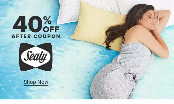 Image of a bed. 40% off after coupon. Sealy. Shop now.