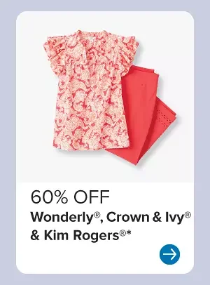 A pink women's floral top and matching pants. 60% off Wonderly, Crown and Ivy and Kim Rogers.