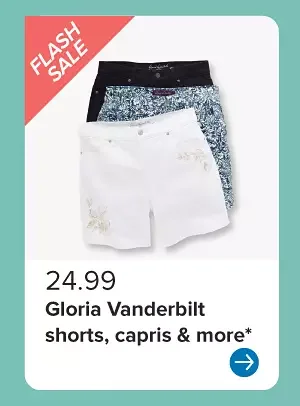 Women's shorts in dark blue, light blue and white. 24.99 Gloria Vanderbilt shorts, capris and more.