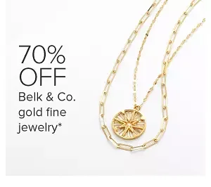 Image of 2 gold necklaces. 70% off Belk & Co. gold fine jewelry.