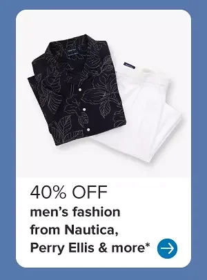 A black button up and white pants. 40% off men's fashion from Nautica, Perry Ellis and more.