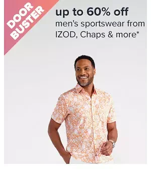 Up to 60% off men's sportswear from IZOD, Chaps & more. Image of a man in a collared shirt. Shop now.