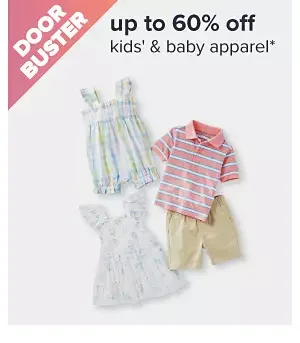 Up to 60% off kids & baby apparel. Image of kids' clothes. Shop now.