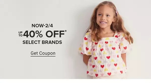 Now through February 4th. Up to 40% off select brands. Get coupon.