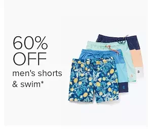 60% off men's shorts, tees & swim