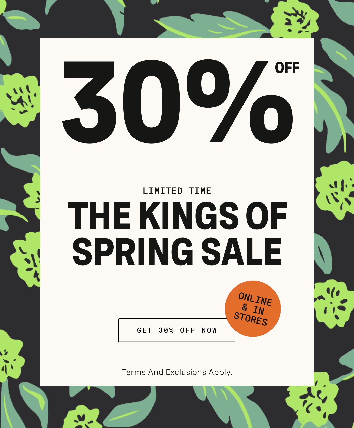 Limited Time Only 30% Off Sitewide Spring Sale