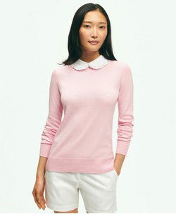 Cotton Sweater With Removable Ruffle Collar