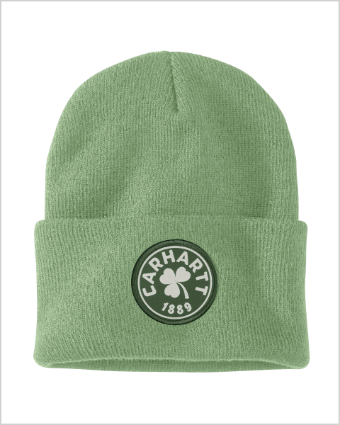 KNIT SHAMROCK PATCH BEANIE