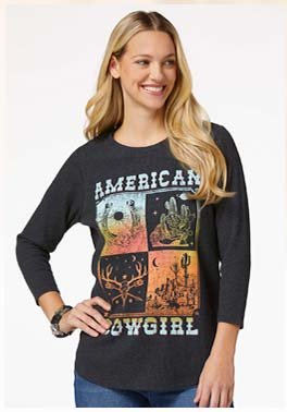 Shop American Cowgirl Waffle Top