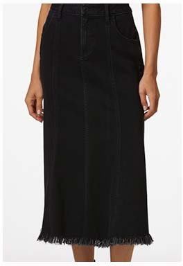 Shop Black Fringe Denim Skirt