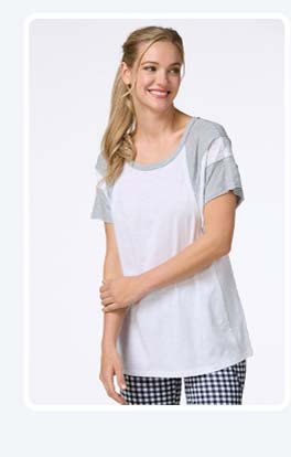 Shop gray eyelet panel top