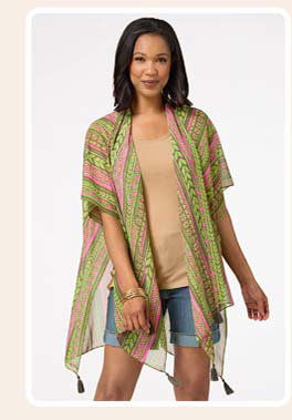 Shop geo border stripe kimono