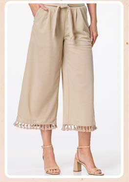 Shop Cropped Tassel wide leg pant