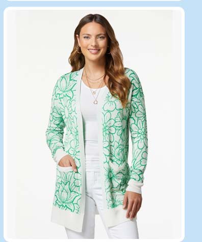 Shop Green floral cardigan