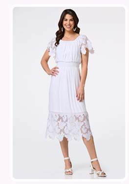 Shop lace trim midi dress