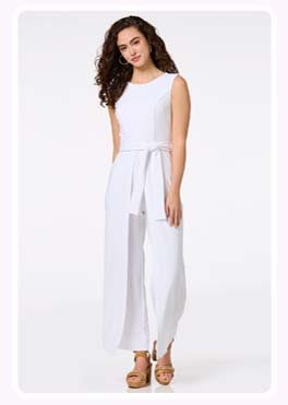 Shop white split leg jumpsuit