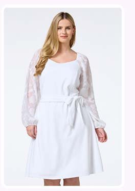 Shop white balloon sleeve dress