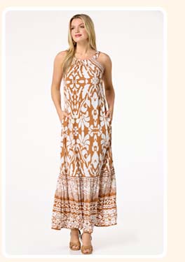 Shop border print maxi dress