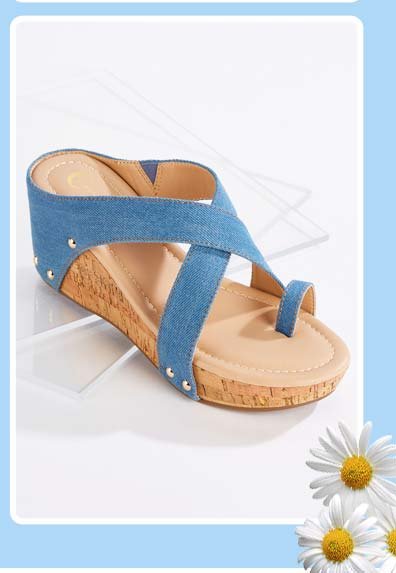 Shop denim cork wedges