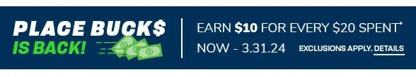 Pace Bucks is back Earn \\$10 for every \\$20 spent