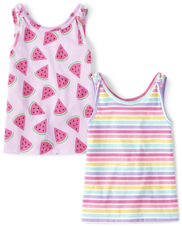 Girls Watermelon Knot Tank Top 2-Pack - lilac haze