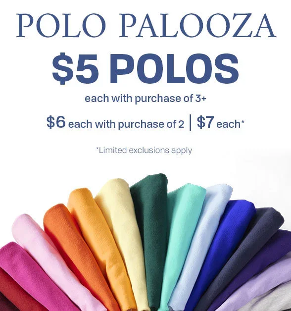 \\$5 Polos each with purchase of 3+