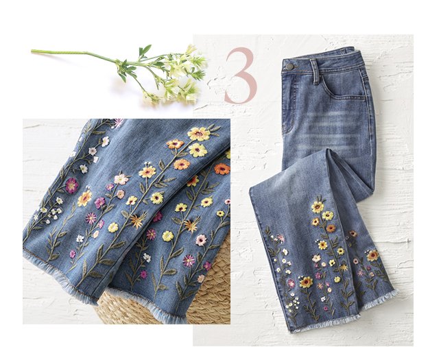 Wildflower Embroidered Cropped Jeans