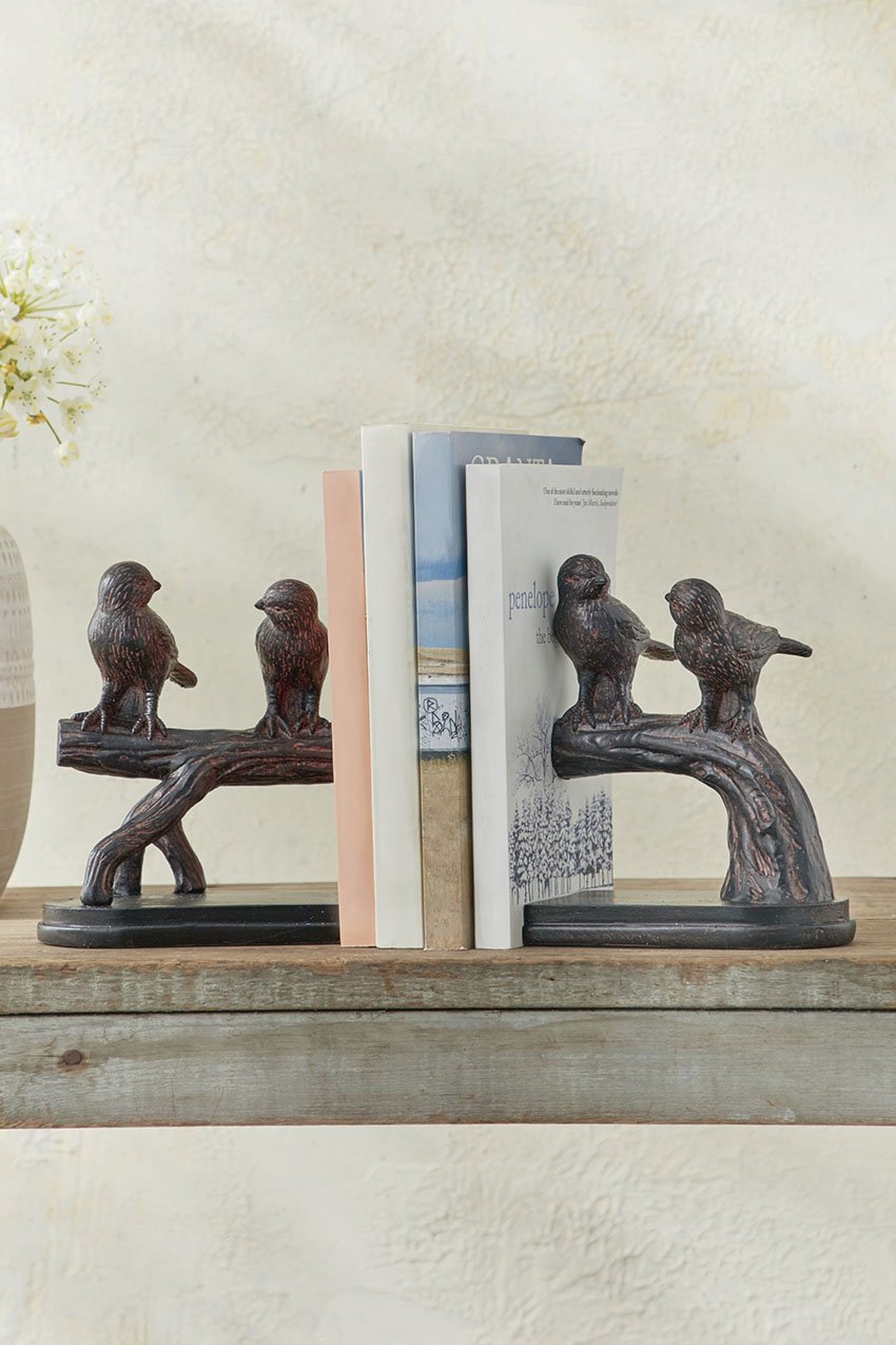 Bird-on-Branch Bookends