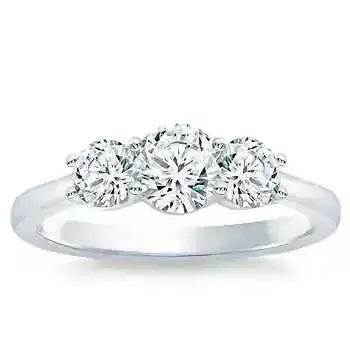 Round Brilliant 1.20 ctw VS2 I Diamond Platinum Three Stone Ring