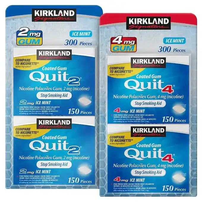 Kirkland Signature Quit 2 mg or 4 mg Ice Mint Gum, 300 Pieces
