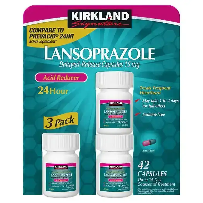 Kirkland Signature Lansoprazole 15 mg Acid Reducer, 42 Capsules