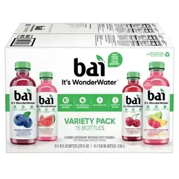 Bai Antioxidant Beverage, Variety Pack, 18 fl oz, 15-Count